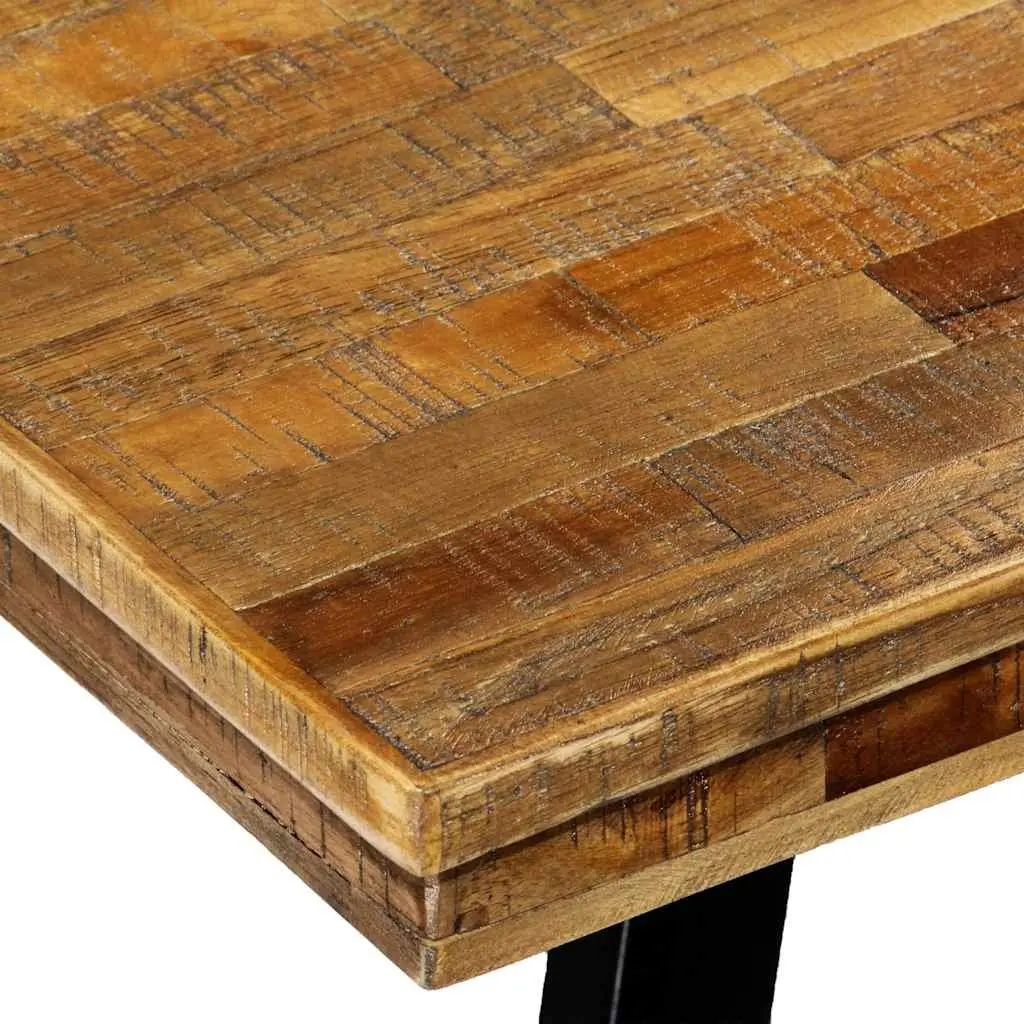 Industrial Dining Table Brown Reclaimed Teak Steel 180x90x76cm