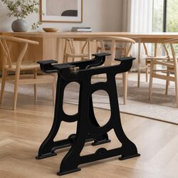 Cast Iron Y-Frame Table Legs 2 pcs Industrial Dining Table Support Base Black