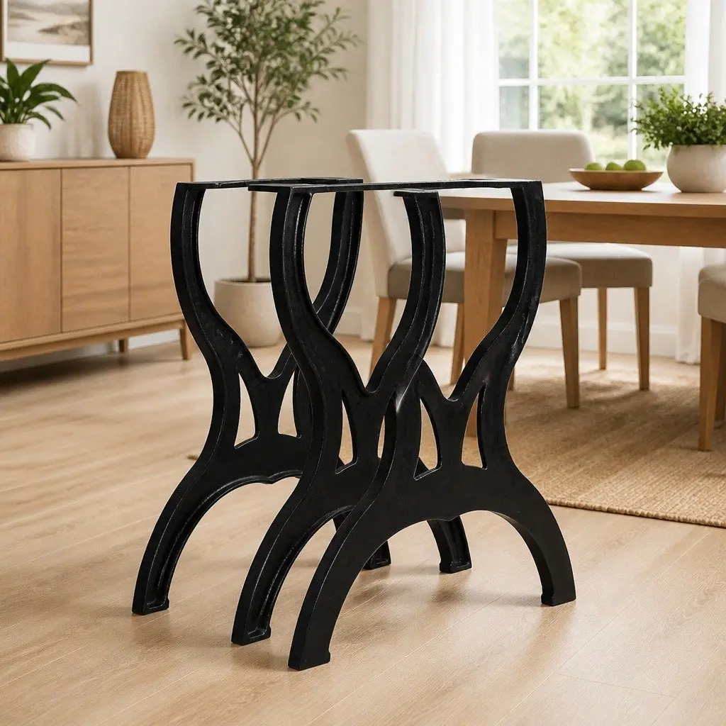 Cast Iron X-Frame Table Legs Industrial Dining Furniture Support 2 pcs