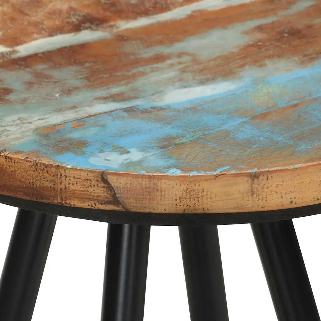4 Piece Set Brown Bar Stools Industrial Style Solid Reclaimed Wood