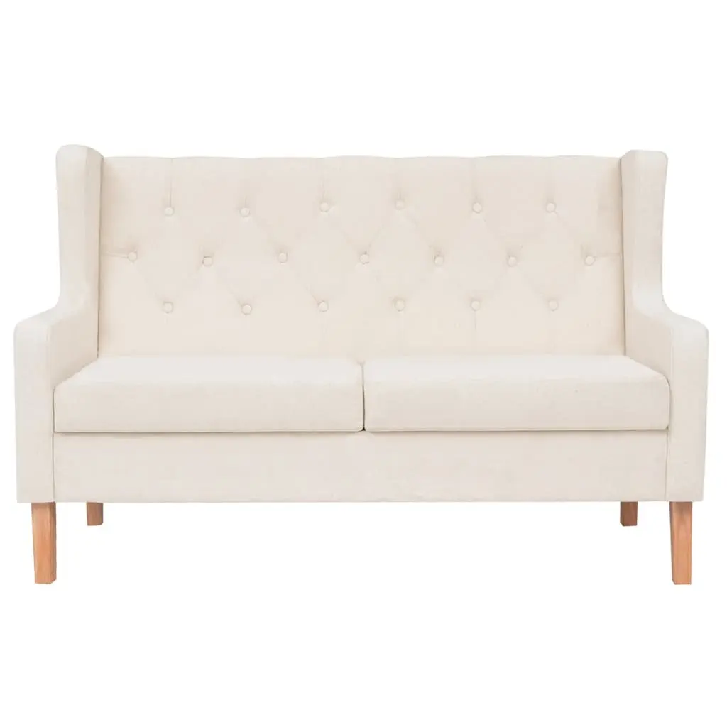 2-Seater Sofa Cream White Upholstered Living Room Furniture Relaxing Lounge