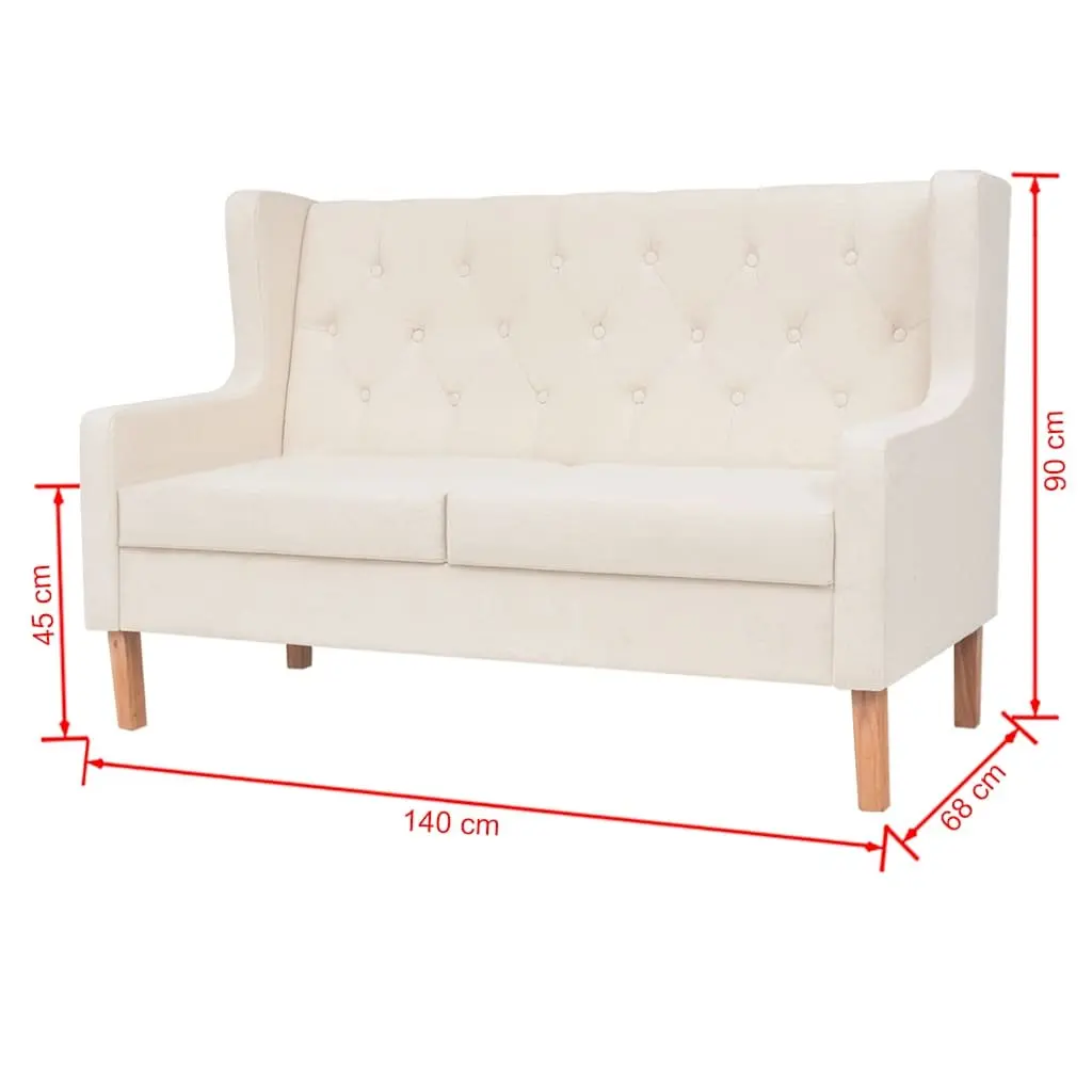 2-Seater Sofa Cream White Upholstered Living Room Furniture Relaxing Lounge