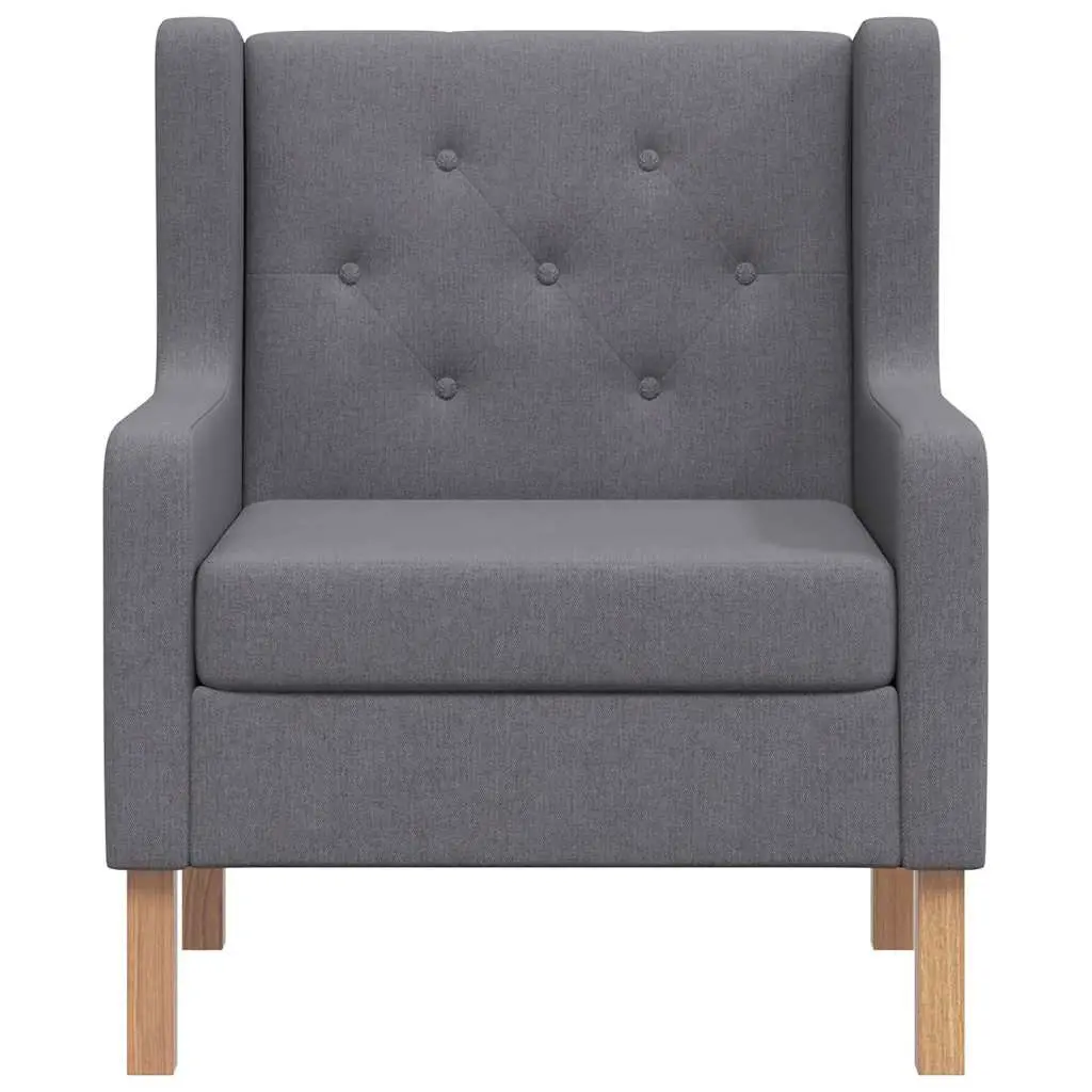 Armchair Grey Upholstered Comfortable Lounge Seating Wooden Frame Easy Assembly
