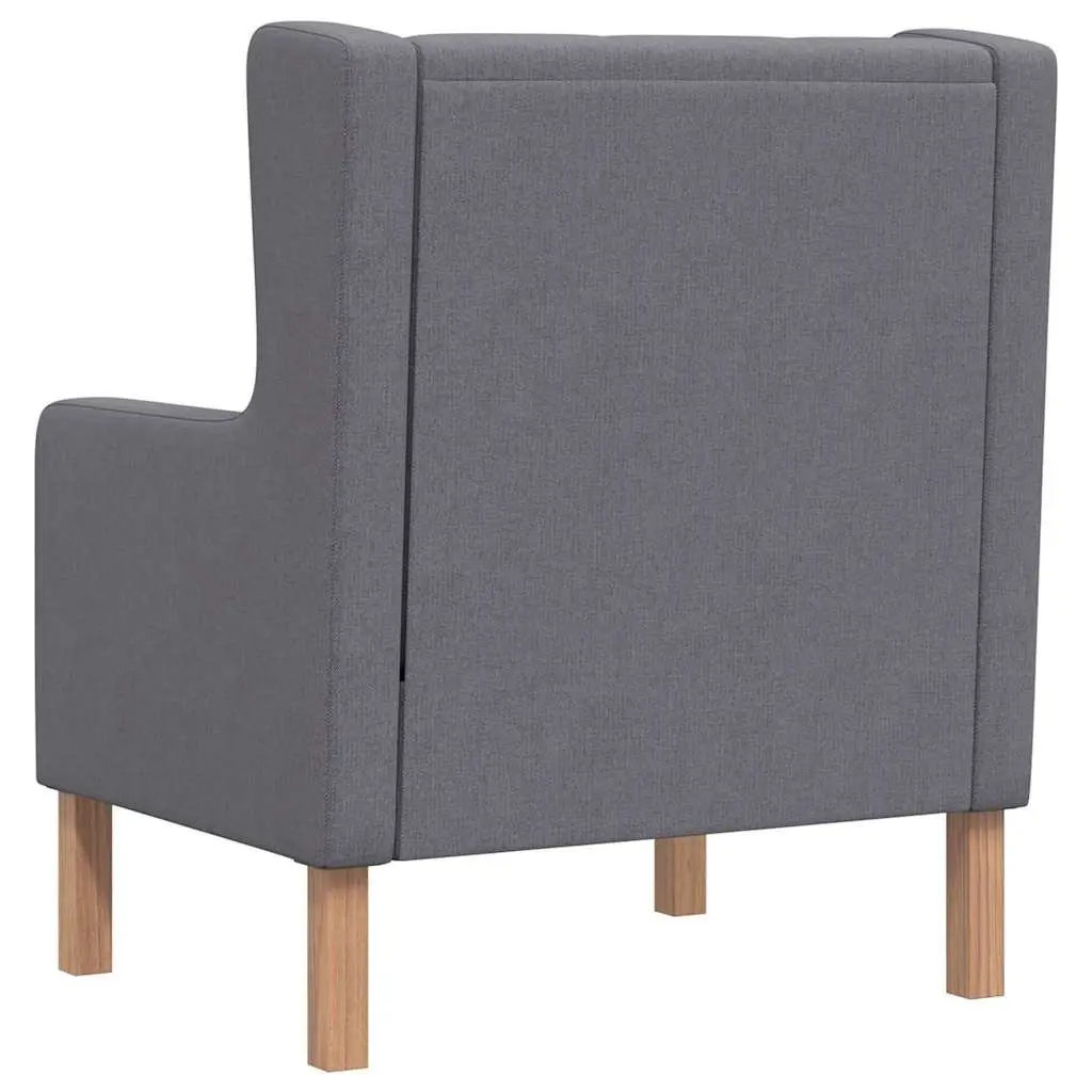 Armchair Grey Upholstered Comfortable Lounge Seating Wooden Frame Easy Assembly