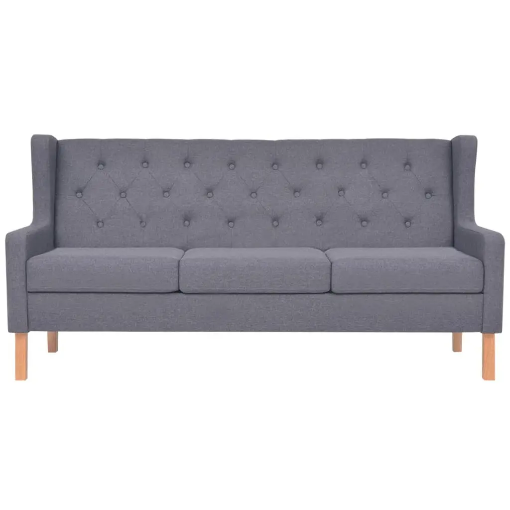 3-Seater Sofa Grey Fabric Living Room Couch Comfortable Padded Lounge Settee