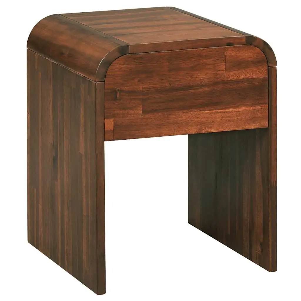 Bedside Table Nightstand with Drawer Brown Solid Wood Bedroom Storage Cabinet
