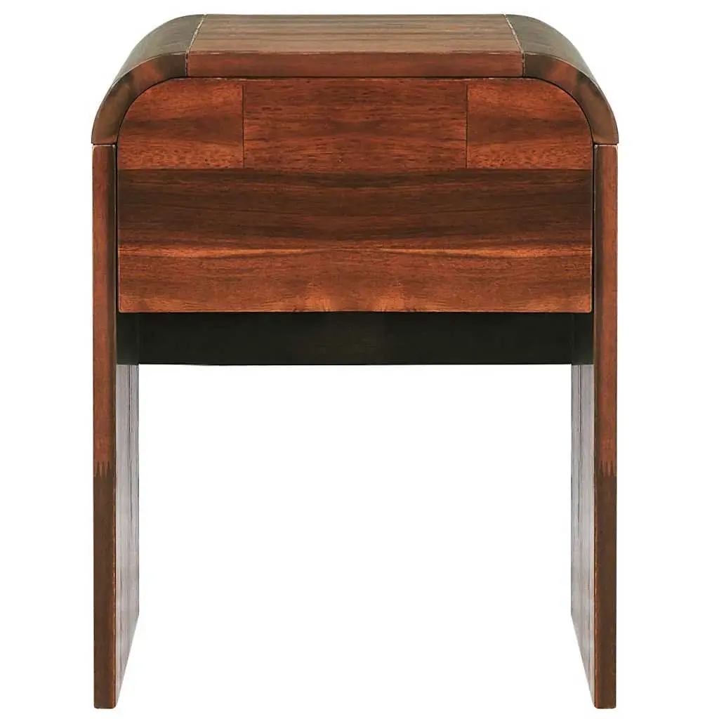 Bedside Table Nightstand with Drawer Brown Solid Wood Bedroom Storage Cabinet
