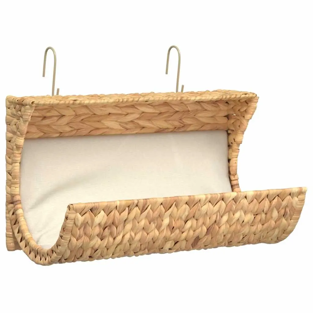 Cat Bed with Water Hyacinth Woven Design Metal Frame Brown Radiator Pet Rest