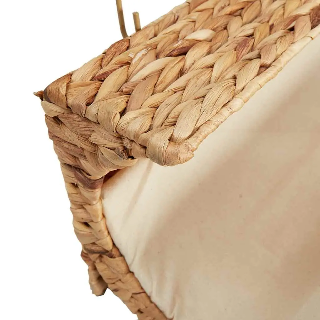 Cat Bed with Water Hyacinth Woven Design Metal Frame Brown Radiator Pet Rest