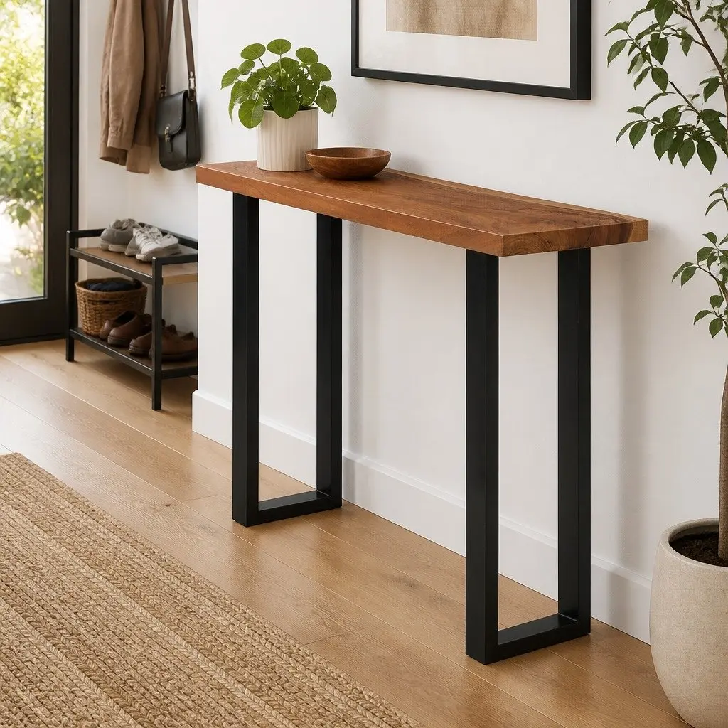Console Table Solid Suar Wood Natural Live Edges 110x35x75 cm Brown