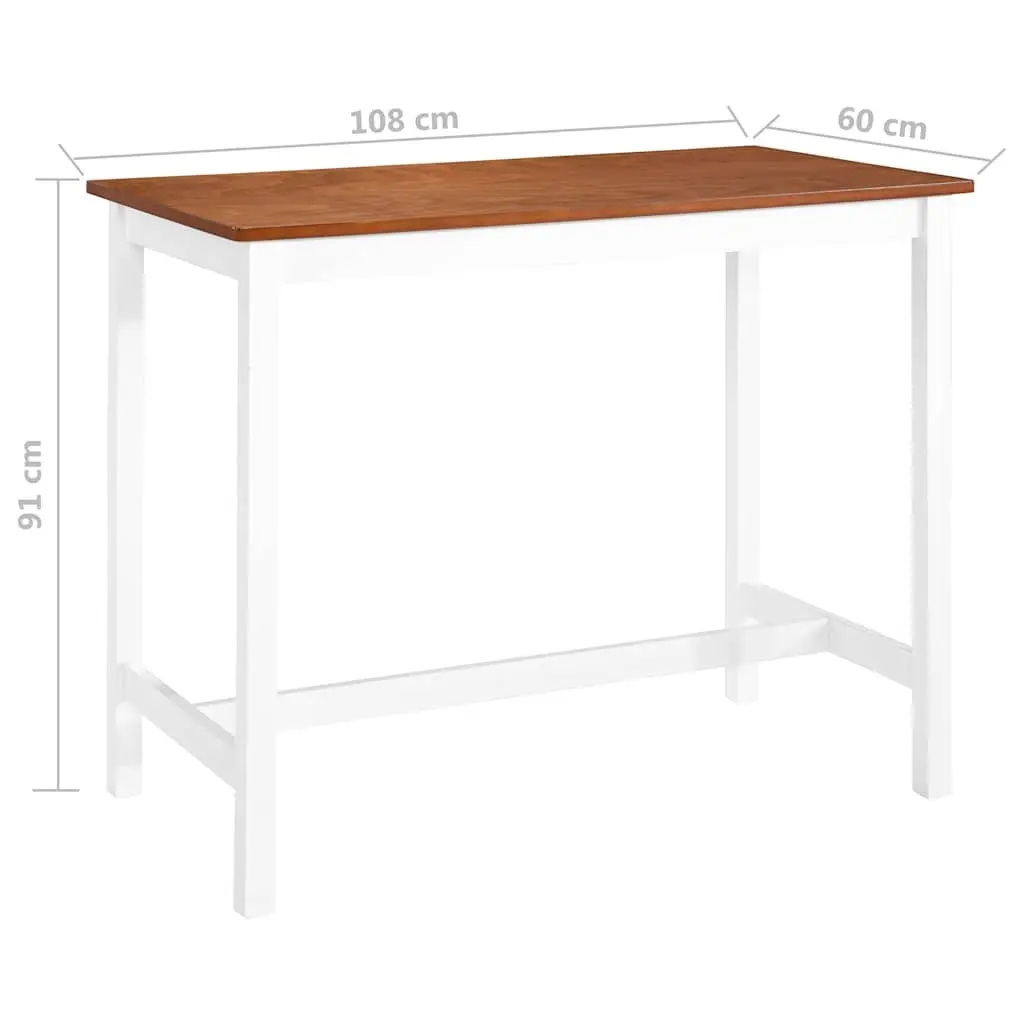 Bar Table and Stool Set 3 Piece Brown Wood Kitchen Dining Furniture