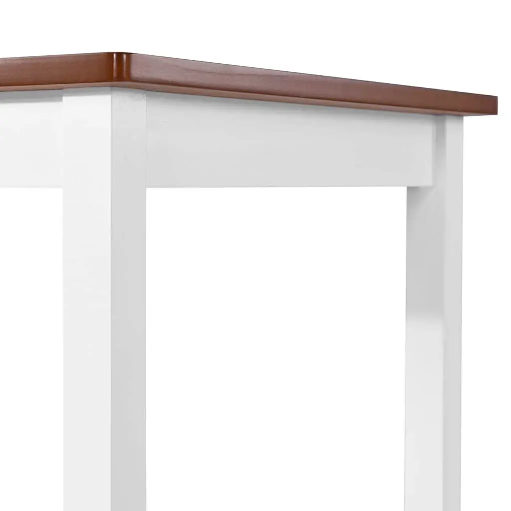 Bar Table and Stool Set 3 Piece Brown Wood Kitchen Dining Furniture