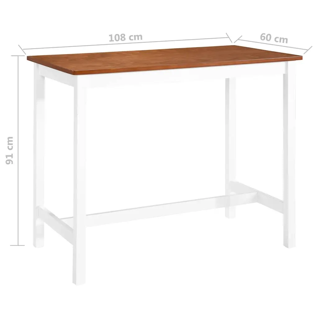 Bar Table Brown Wood Veneer Top Solid Wooden Legs 108 x 60 x 91 cm