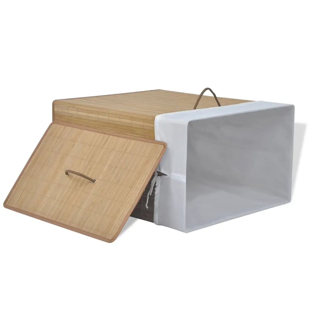 Bamboo Laundry Bin Rectangular Brown with Handles