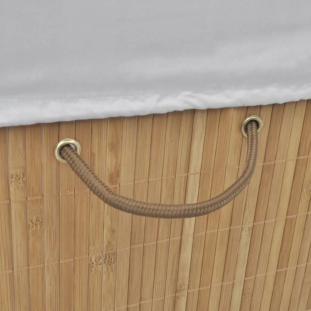 Bamboo Laundry Bin Rectangular Brown with Handles