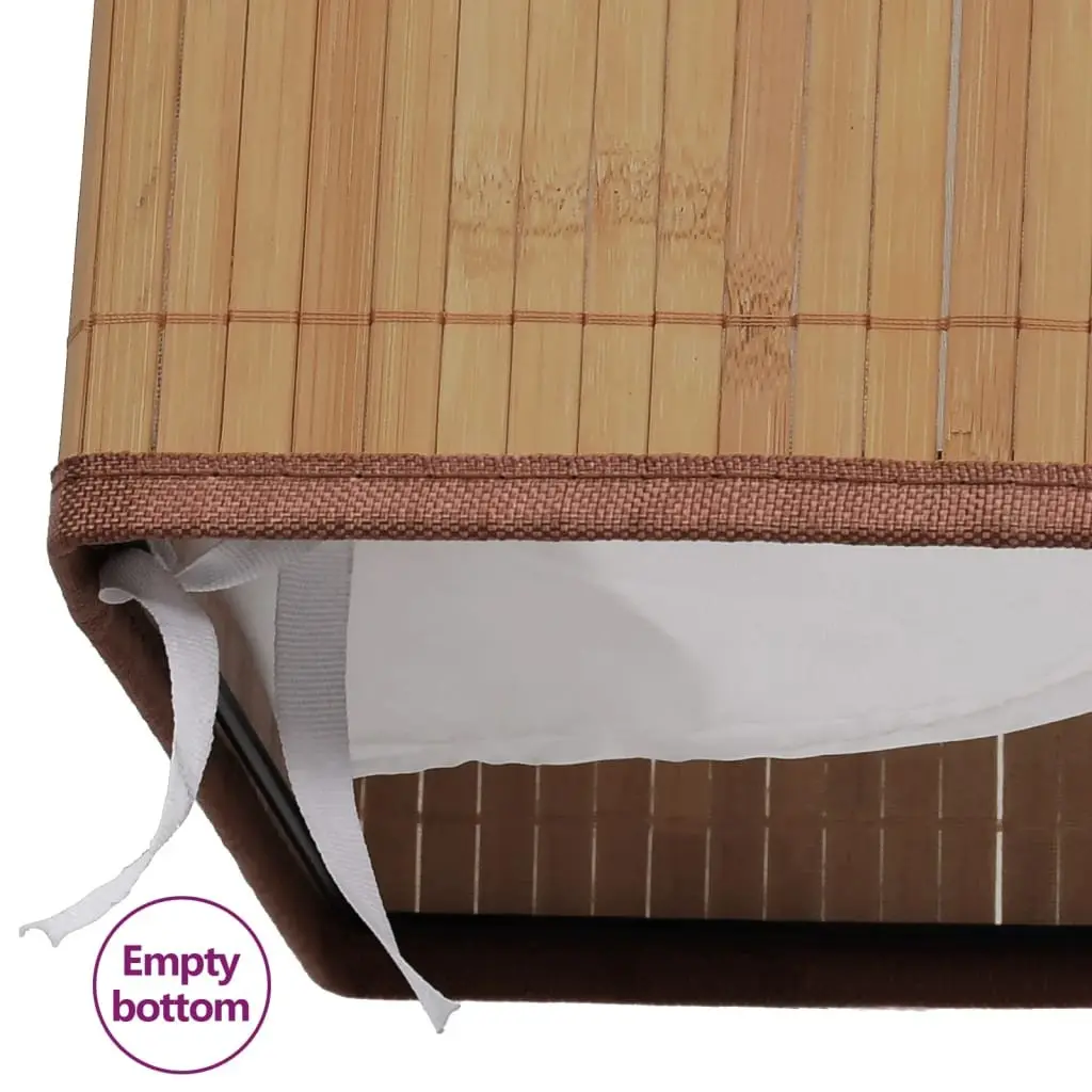 Bamboo Laundry Bin Rectangular Brown with Handles