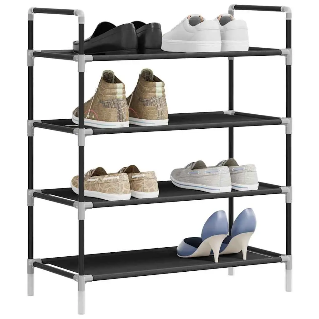 Shoe Rack 4 Shelf Storage Organiser Metal Frame Non-woven Fabric Black