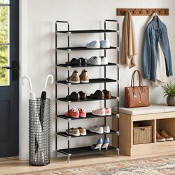 User-Friendly Black Shoe Rack Organizer