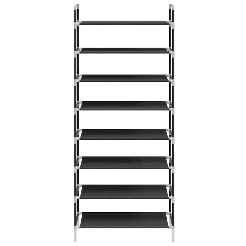 Shoe Storage Organiser Black Eight Shelf Non-woven Fabric Metal Frame