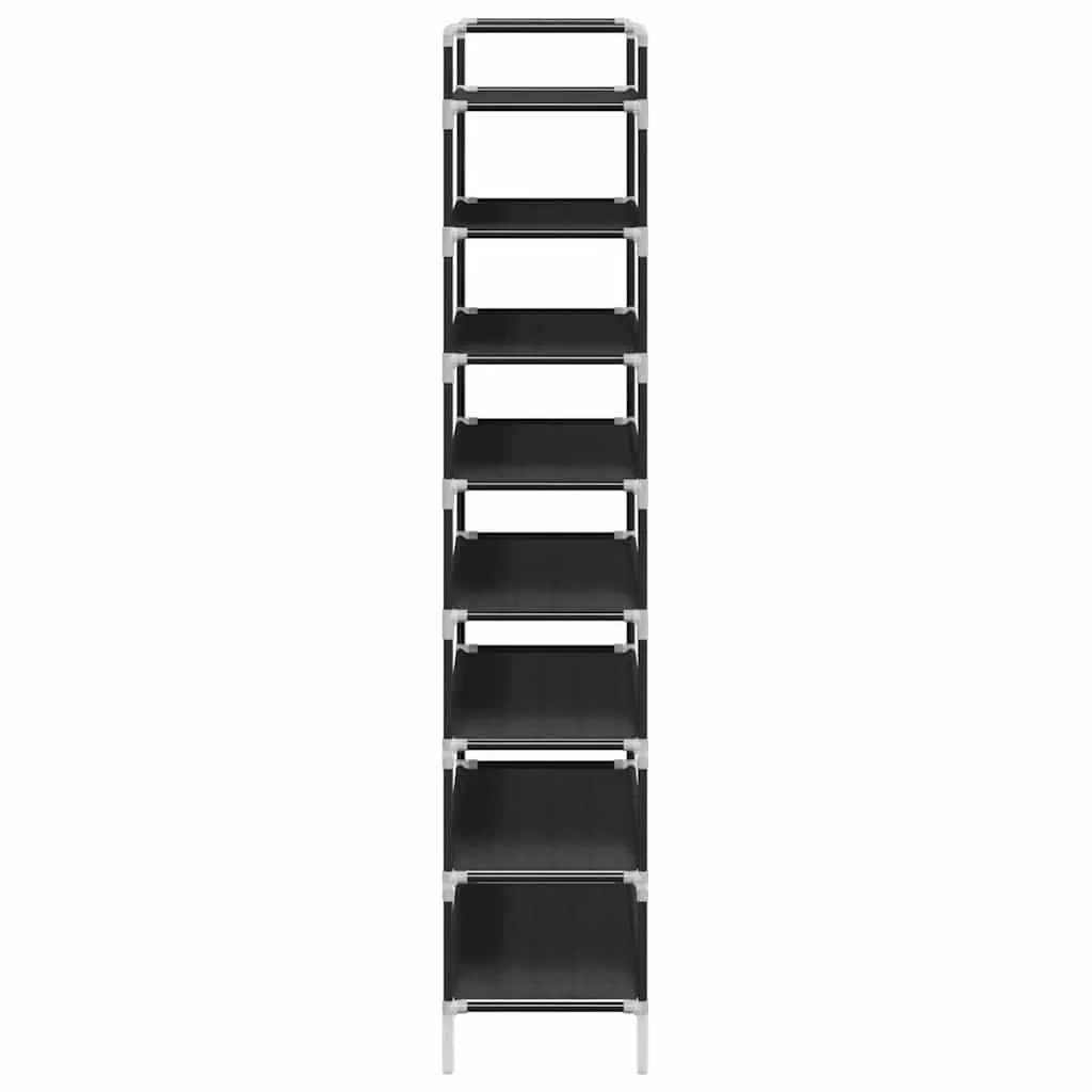 Shoe Storage Organiser Black Eight Shelf Non-woven Fabric Metal Frame