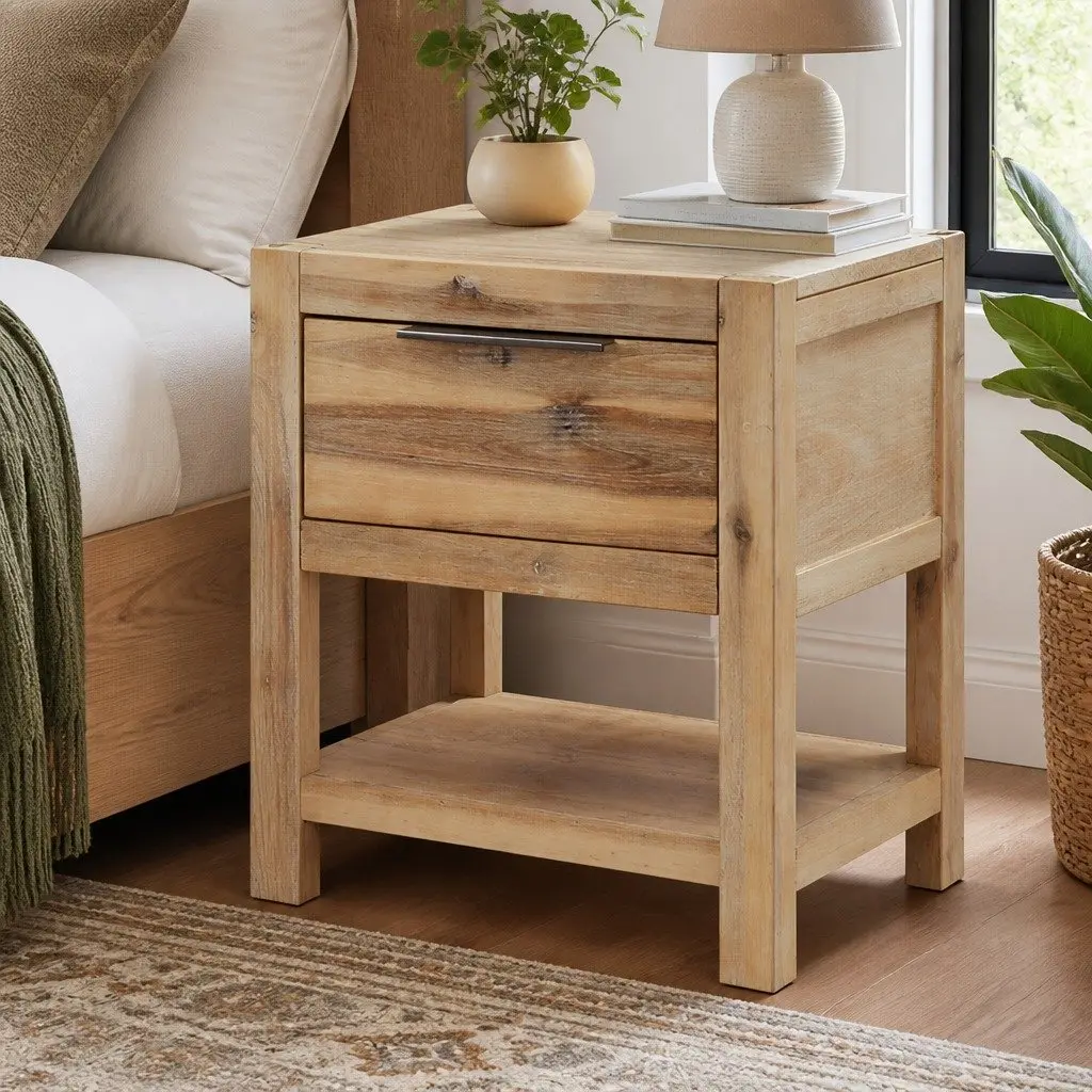 Bedside Table Solid Wood Brown 40x30x48 cm