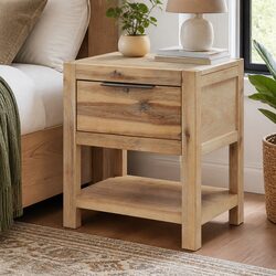 Bedside Table Nightstand with Drawer Solid Wood Brown Bedroom Furniture 40x30x48