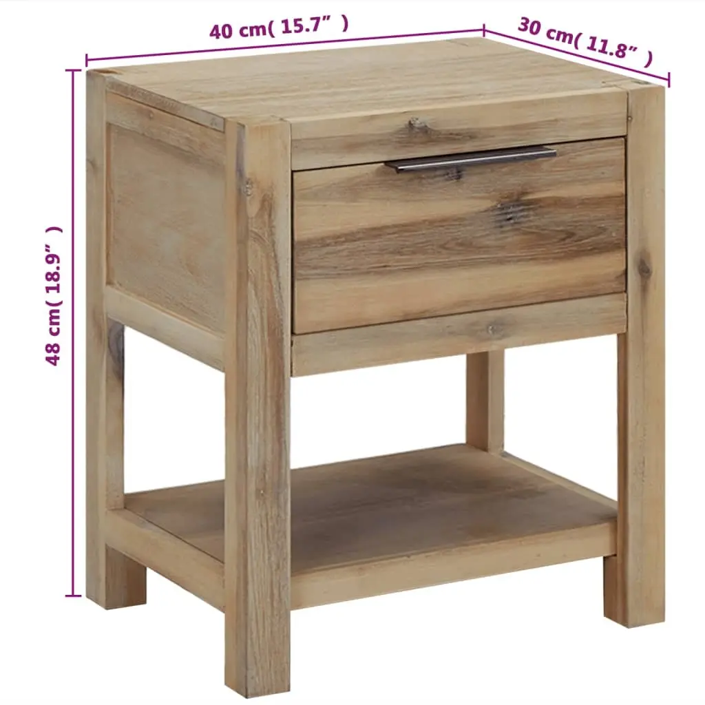 Bedside Table Solid Wood Brown 40x30x48 cm
