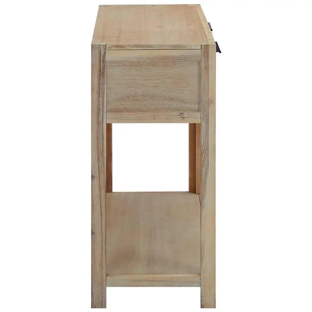 Console Table Rustic Solid Acacia Wood 82x33x73 cm with Shelf and 2 Drawers Storage