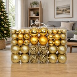Friendly 100-Piece Gold Christmas Ball Ornaments Set