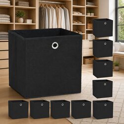 Non-woven Storage Boxes 10 Pack Household Organisers Black Fabric Foldable