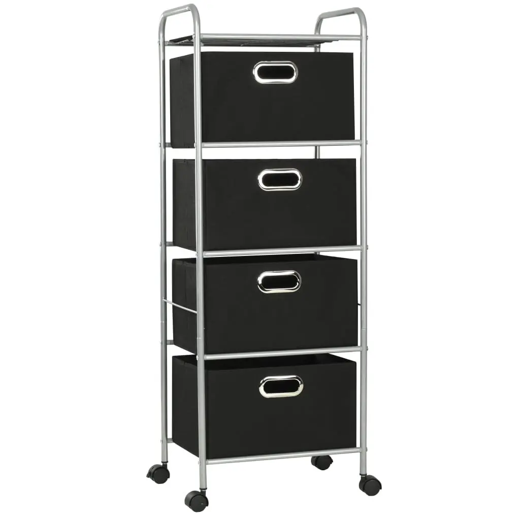 Shelving Unit 4 Storage Boxes Steel Frame Bedroom Bathroom Organiser Castors