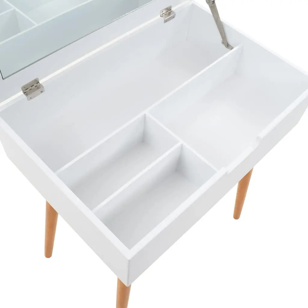 Dressing Table with Mirror White MDF Bedroom Vanity Unit 60W x 40D x 75H cm