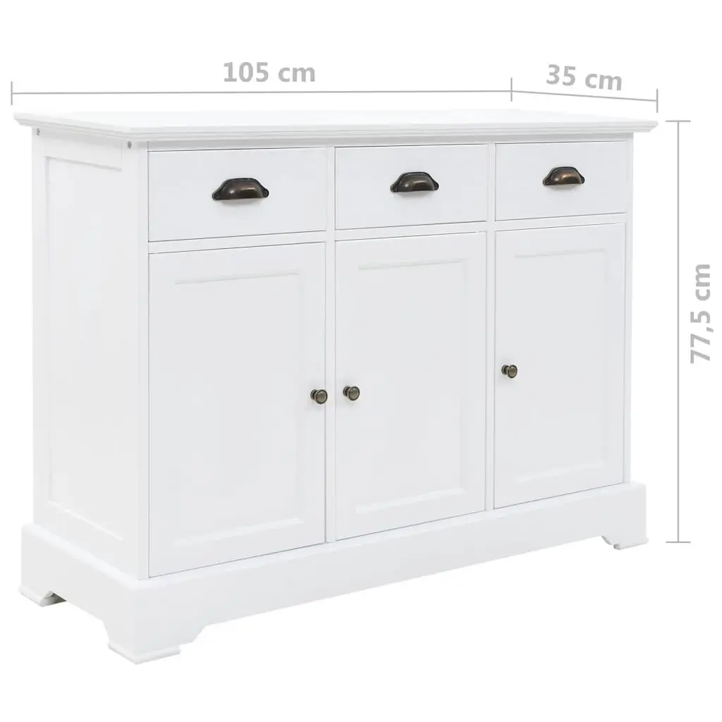 Sideboard White 3 Door Storage Cabinet Living Room Buffet 105 x 35 x 77.5 cm