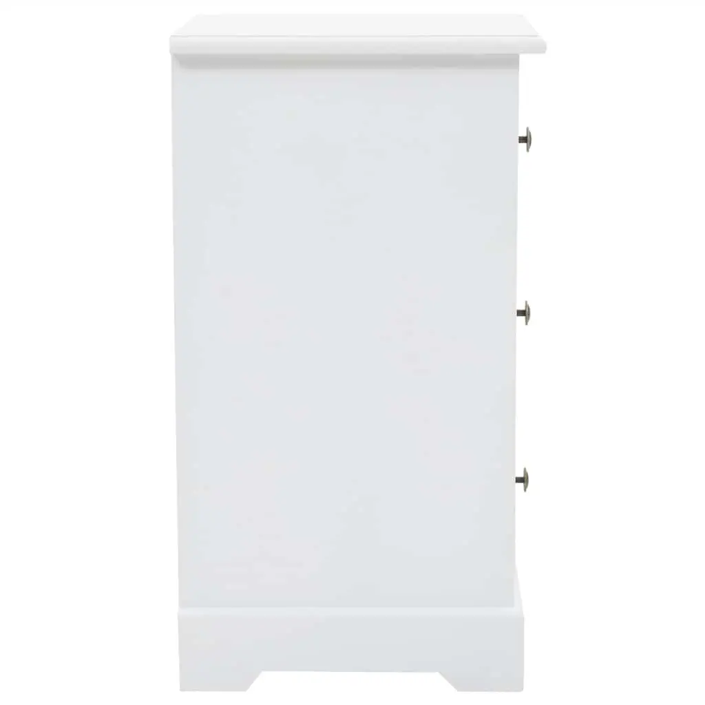 White Bedside Cabinet with 3 Drawers Storage Nightstand Bedroom Furniture