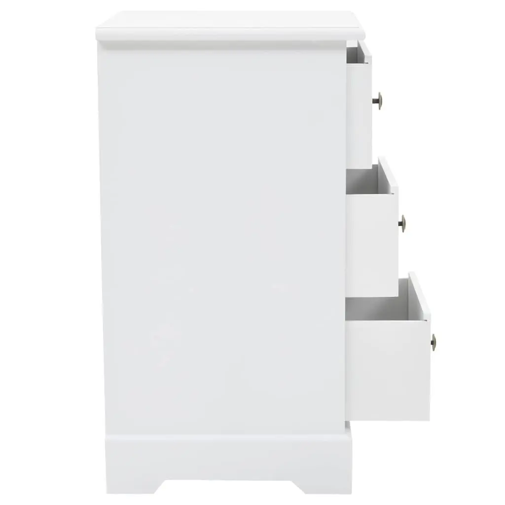 White Bedside Cabinet with 3 Drawers Storage Nightstand Bedroom Furniture