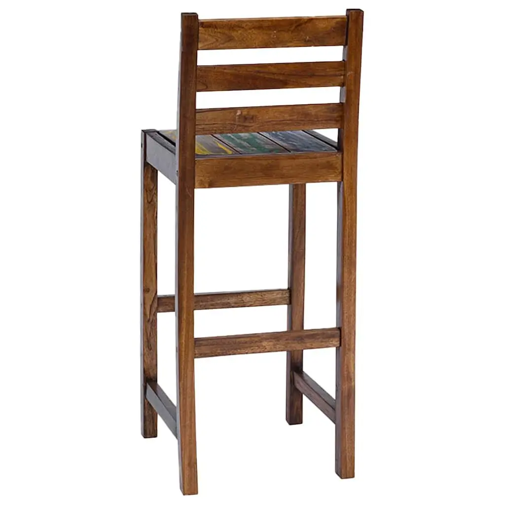 Bar Stools Vintage Solid Reclaimed Wood Kitchen Dining Chair Set 2 pcs