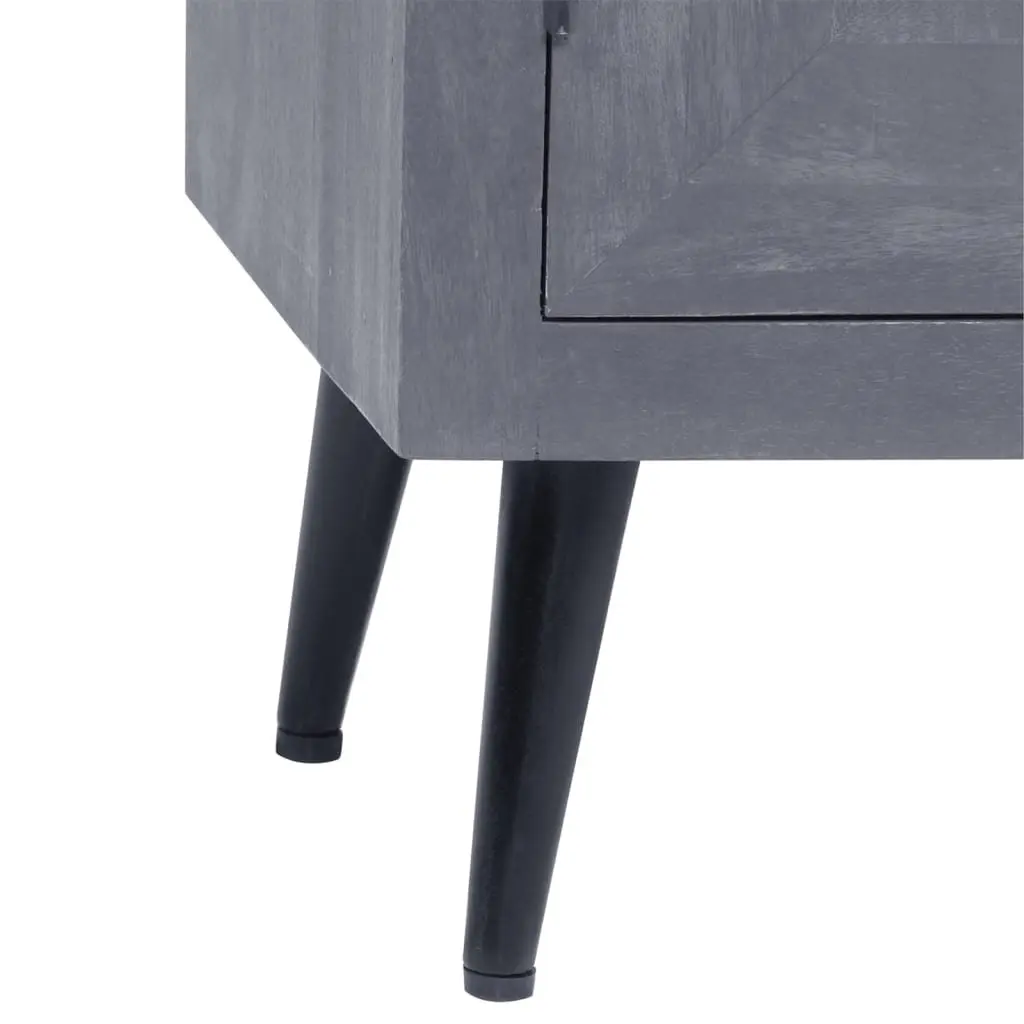 Sideboard Grey Solid Mango Wood Cabinet Retro Style 60 x 30 x 76 cm