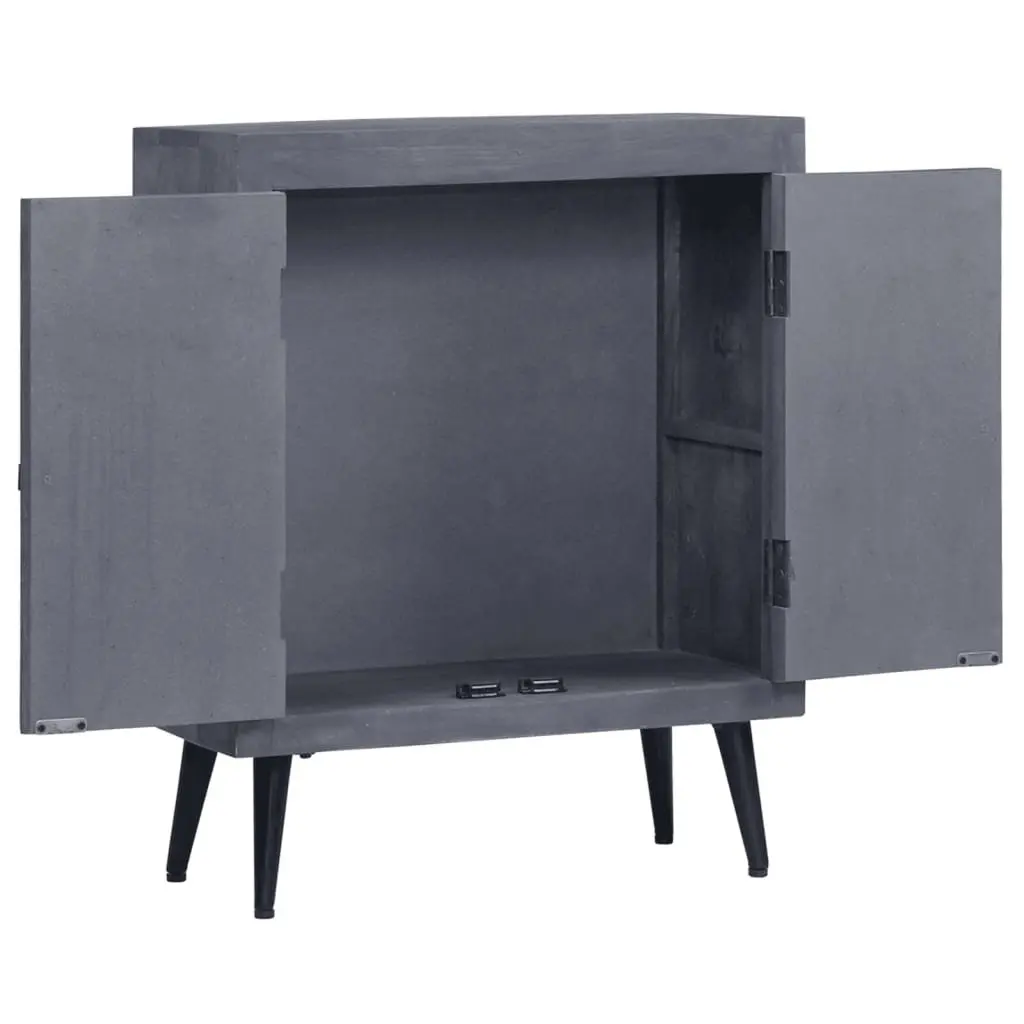 Sideboard Grey Solid Mango Wood Cabinet Retro Style 60 x 30 x 76 cm