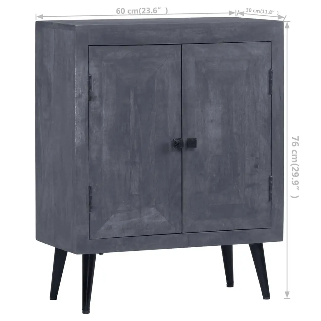 Sideboard Grey Solid Mango Wood Cabinet Retro Style 60 x 30 x 76 cm
