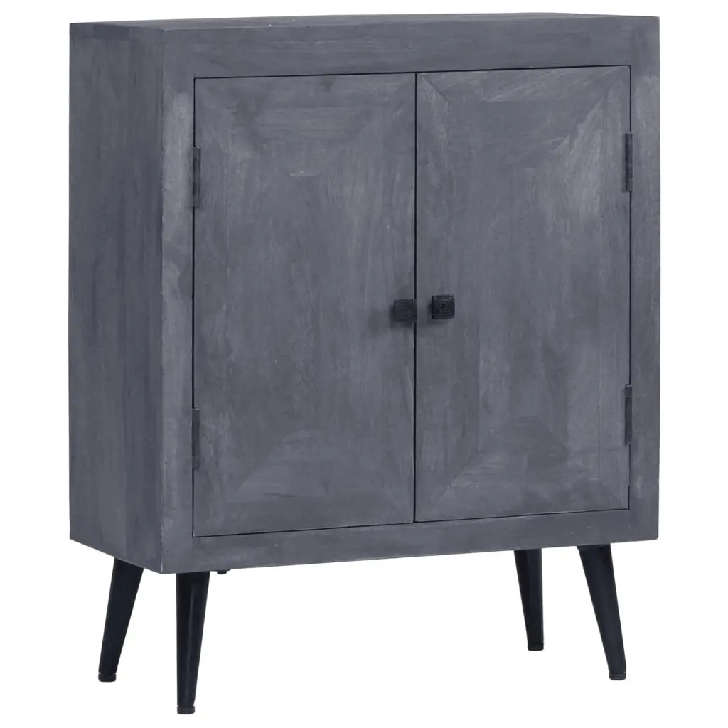 Sideboard Grey Solid Mango Wood Cabinet Retro Style 60 x 30 x 76 cm