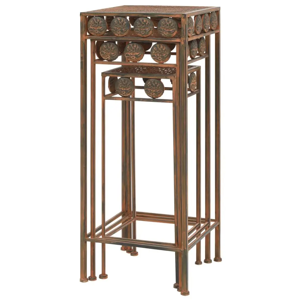 Plant Stand Set Antique Look Metal 3 Pieces