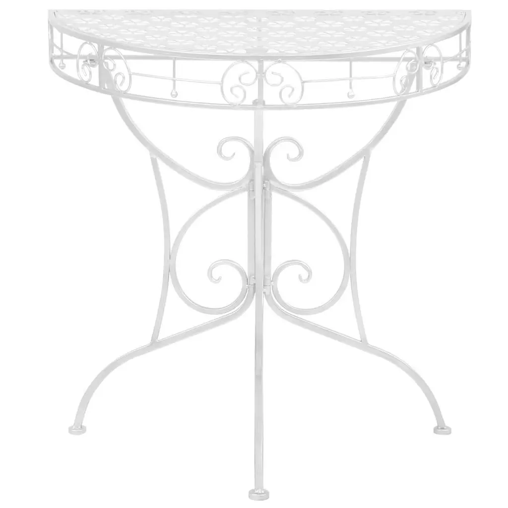 Vintage Style Half Round Accent Table Silver 72x36x74cm