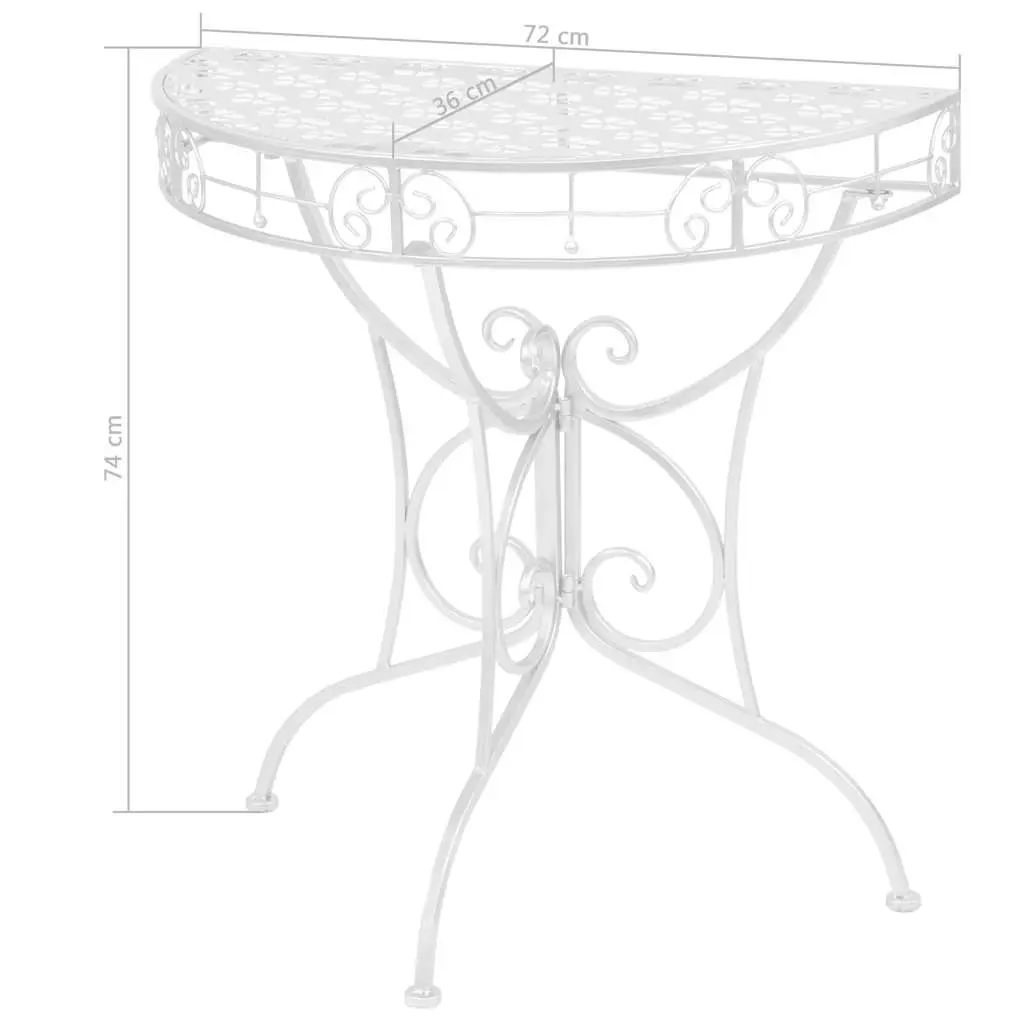 Vintage Style Half Round Accent Table Silver 72x36x74cm