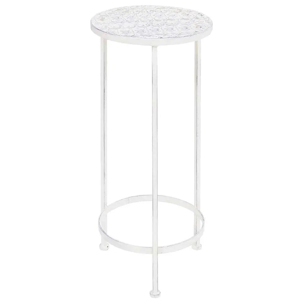 Plant Stand Set Antique White Metal Vintage 3 Piece Nesting Garden Home Decor