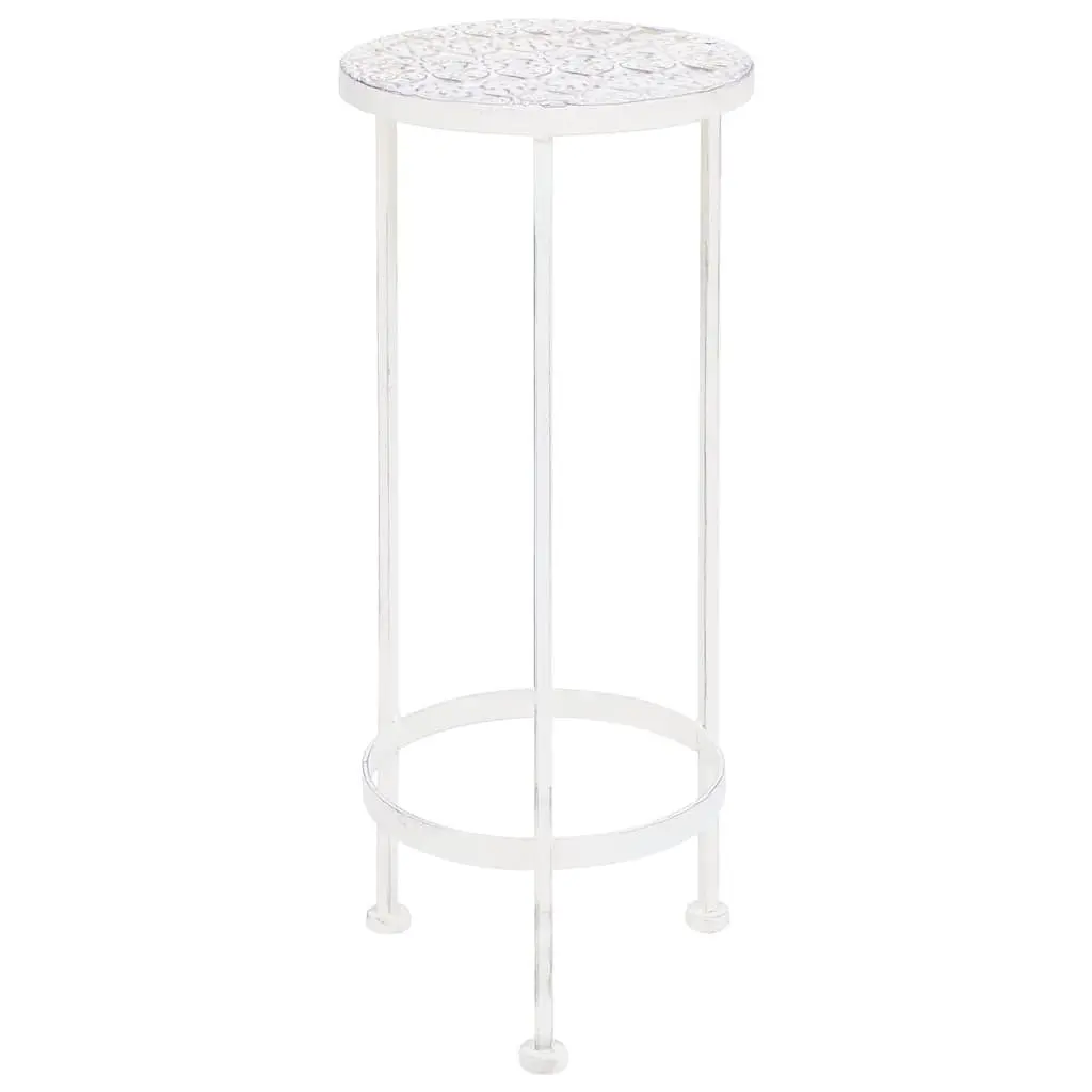 Plant Stand Set Antique White Metal Vintage 3 Piece Nesting Garden Home Decor