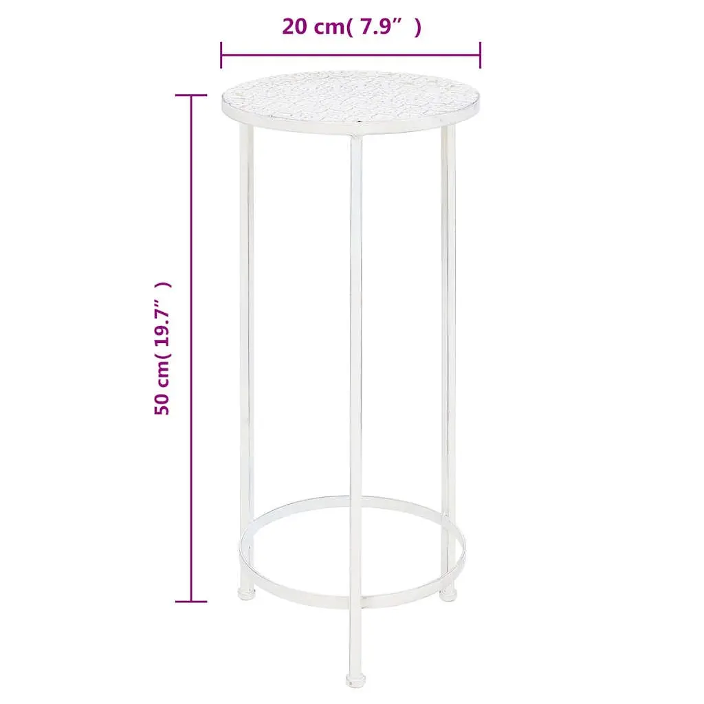 Plant Stand Set Antique White Metal Vintage 3 Piece Nesting Garden Home Decor