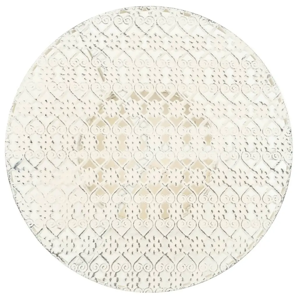 Round Vintage Metal Bistro Table with Bottom Basket White 40cm Diameter 70cm Height