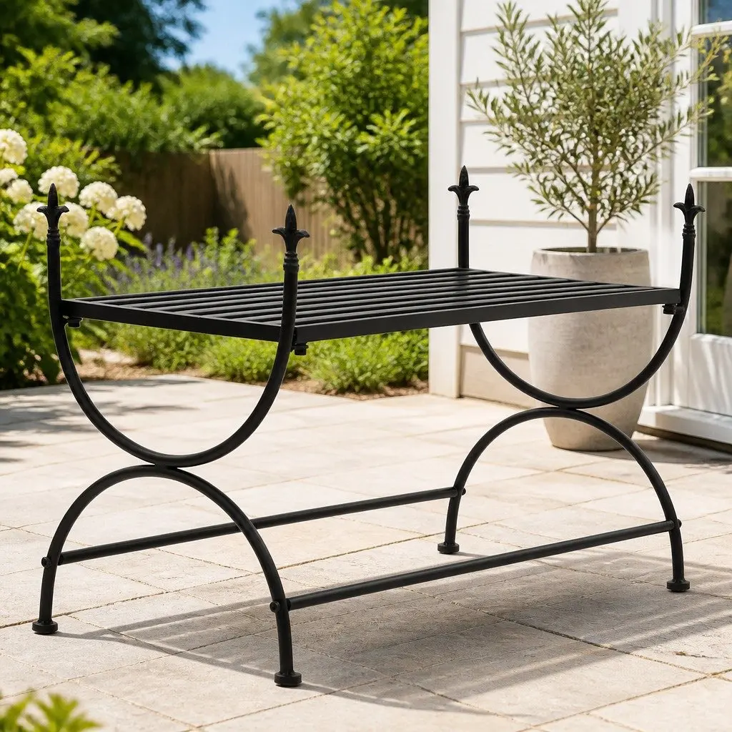 Black Metal Bench for Dining Areas