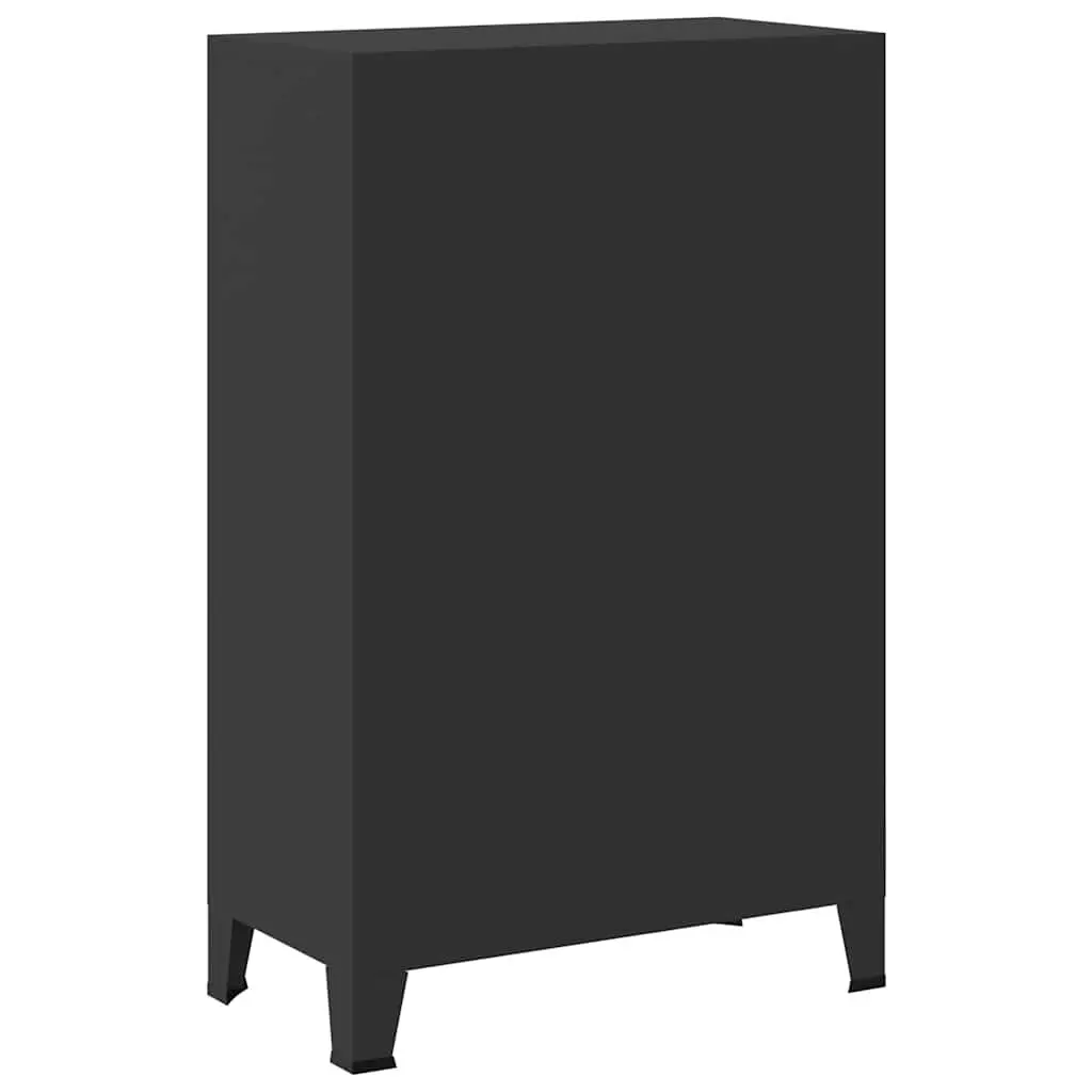 Industrial Metal Wardrobe Cabinet Black 2 Drawers 2 Adjustable Shelves 67cm W x 35cm D x 107cm H