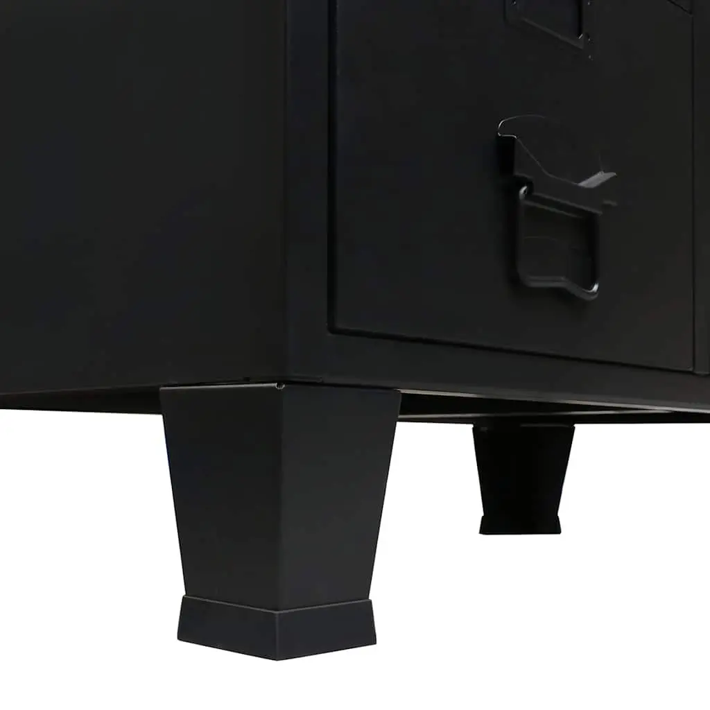 Industrial Metal Wardrobe Cabinet Black 2 Drawers 2 Adjustable Shelves 67cm W x 35cm D x 107cm H